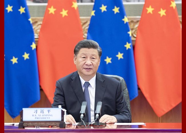 Xi Co-Hosts China-Germany-EU Leaders' Meeting via Video Lin